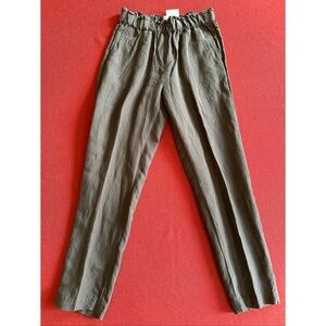 H&M Brown Linen Blend Elastic Waist Pants, NWT, 4
